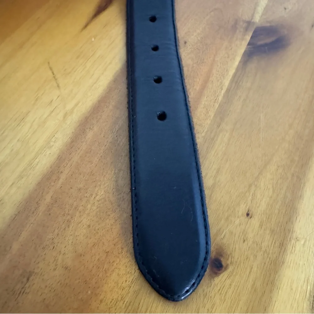 Fossil black braided leather‎ silver tone buckle belt